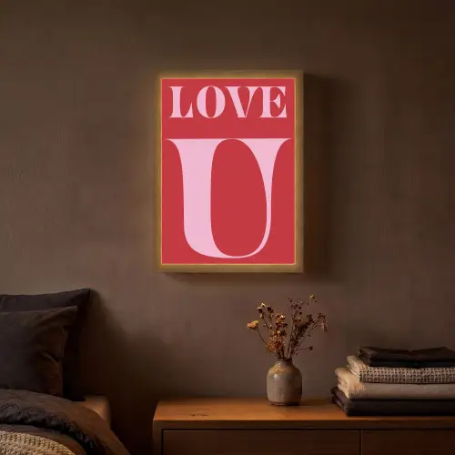 Rood - Love - Valentijn - Roze Light Box met batterij (Wandlamp) middel -sfeer4