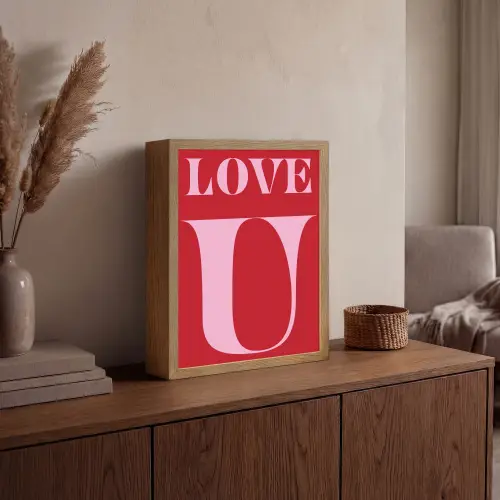 Rood - Love - Valentijn - Roze Light Box met batterij (Wandlamp) middel -sfeer2
