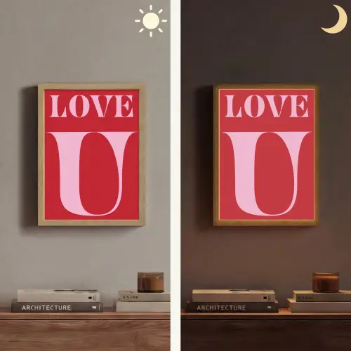 Rood - Love - Valentijn - Roze Light Box met batterij (Wandlamp) middel -sfeer3