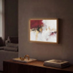Rood - Marmer - Abstract - Goud - Modern Light Box met batterij (Wandlamp) middel -sfeer1