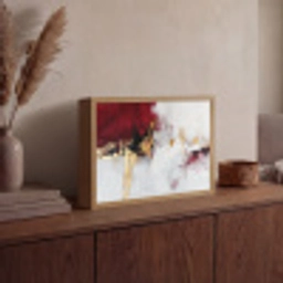 Rood - Marmer - Abstract - Goud - Modern Light Box met batterij (Wandlamp) middel -sfeer2