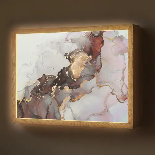 Rood - Marmer - Goud Light Box met batterij (Wandlamp) middel -z3d_website