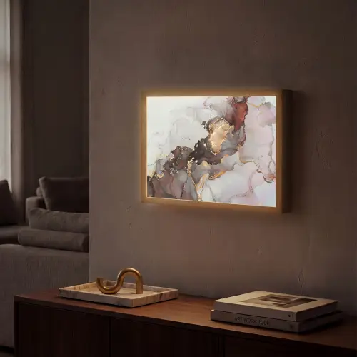 Rood - Marmer - Goud Light Box met batterij (Wandlamp) middel -sfeer1