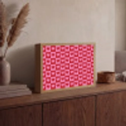 Rood - Roze - Schaakbord - Valentijn Light Box met batterij (Wandlamp) middel -sfeer2