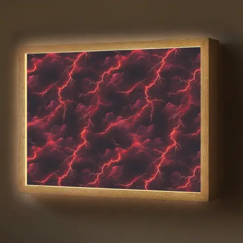 Rood - Onweer - Bliksem - Wolken Light Box met batterij (Wandlamp) middel 907 -z3d_website