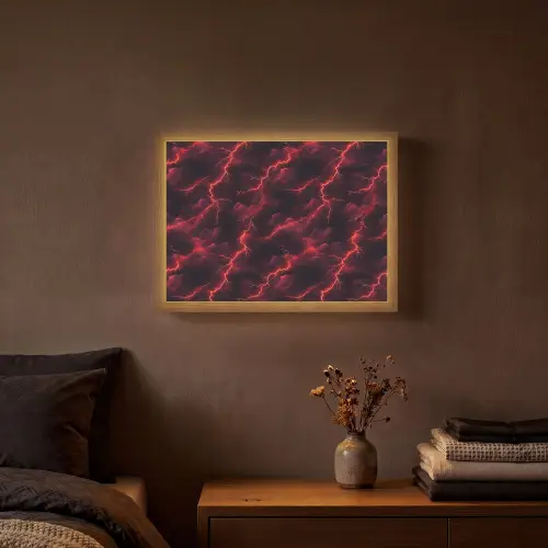 Rood - Onweer - Bliksem - Wolken Light Box met batterij (Wandlamp) middel 907 -sfeer4