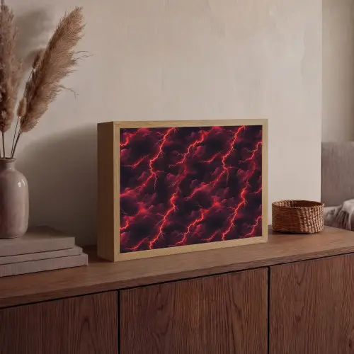 Rood - Onweer - Bliksem - Wolken Light Box met batterij (Wandlamp) middel 907 -sfeer2