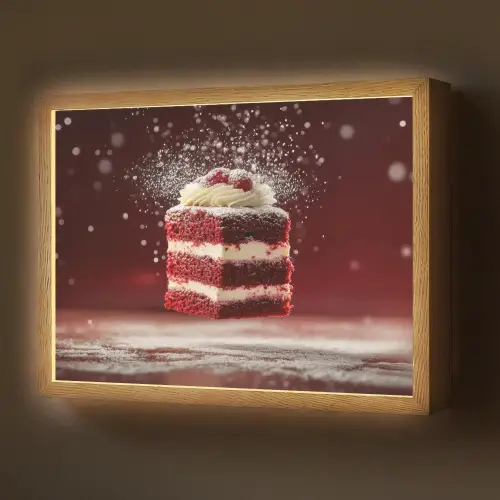 Rode - Velvet - Taart - Eten Light Box met batterij (Wandlamp) middel -z3d_website