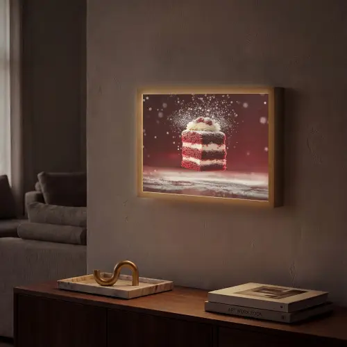 Rode - Velvet - Taart - Eten Light Box met batterij (Wandlamp) middel -sfeer1