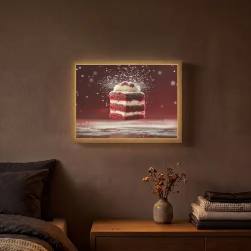 Rode - Velvet - Taart - Eten Light Box met batterij (Wandlamp) middel -sfeer4