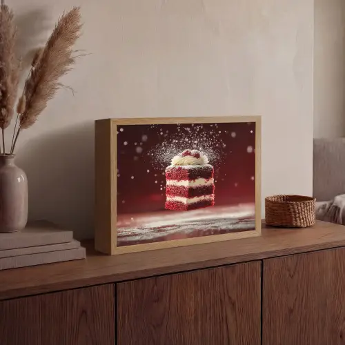 Rode - Velvet - Taart - Eten Light Box met batterij (Wandlamp) middel -sfeer2