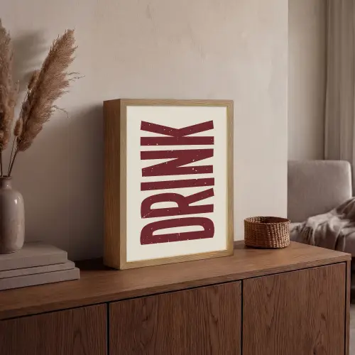 Rood - Vintage - Decoratie - Japandi Light Box met batterij (Wandlamp) middel -sfeer2