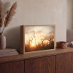 Riet - Gras - Zonsondergang - Natuur - Horizon Light Box met batterij (Wandlamp) middel -sfeer2