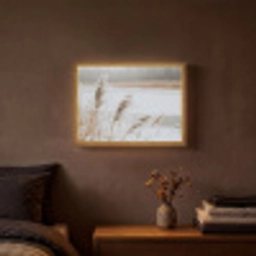 Riet - Meer - Winter - Natuur - Sneeuw - Beige Light Box met batterij (Wandlamp) middel -sfeer4