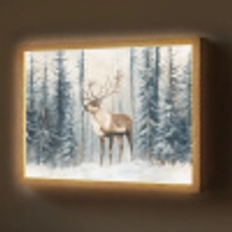 Rendier - Sneeuw - Woud - Wit Light Box met batterij (Wandlamp) middel -z3d_website