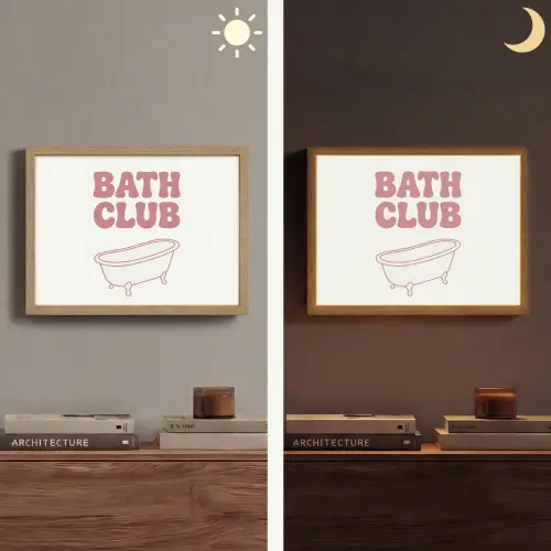 Retro - Bad - Roze Light Box met batterij (Wandlamp) middel -sfeer3