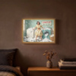 Retro - Blauw - Vrouw Light Box met batterij (Wandlamp) middel -sfeer4