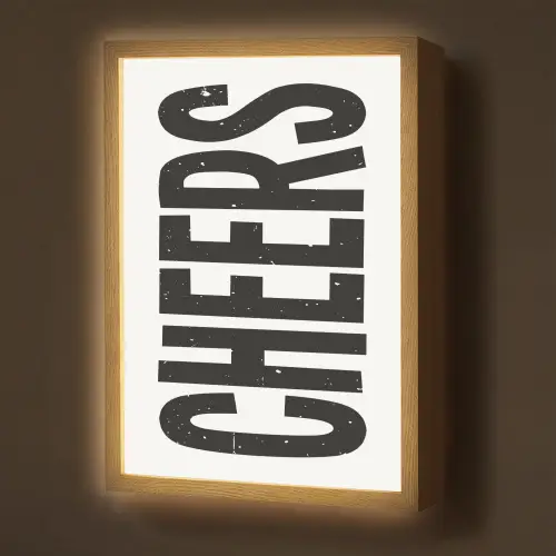 Retro - Cheers - Zwart - Decoratie Light Box met batterij (Wandlamp) middel -z3d_website
