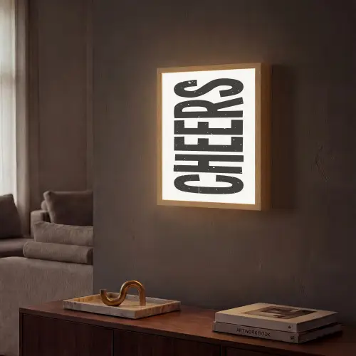 Retro - Cheers - Zwart - Decoratie Light Box met batterij (Wandlamp) middel -sfeer1