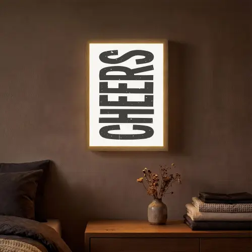 Retro - Cheers - Zwart - Decoratie Light Box met batterij (Wandlamp) middel -sfeer4