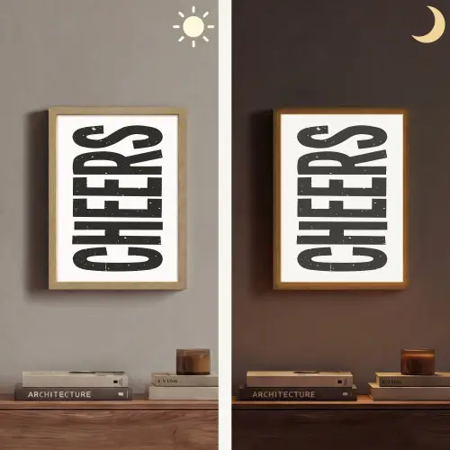 Retro - Cheers - Zwart - Decoratie Light Box met batterij (Wandlamp) middel -sfeer3