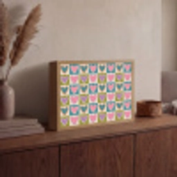 Retro - Kleuren - Patroon - Hartjes Light Box met batterij (Wandlamp) middel 907 -sfeer2