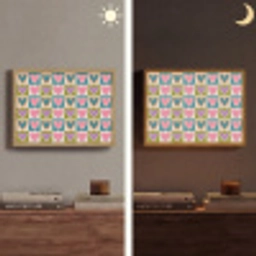 Retro - Kleuren - Patroon - Hartjes Light Box met batterij (Wandlamp) middel 907 -sfeer3