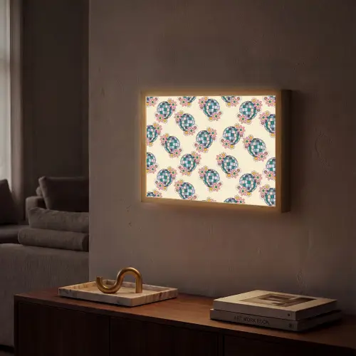 Retro - Disco - Bloemen - Discobal Light Box met batterij (Wandlamp) middel 907 -sfeer1