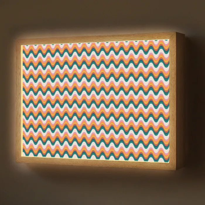 Retro - Disco - Golven - Kleur Light Box met batterij (Wandlamp) middel 907 -z3d_website