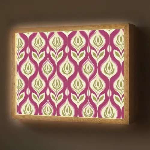 Retro - Floraal - Paars Light Box met batterij (Wandlamp) middel 907 -z3d_website