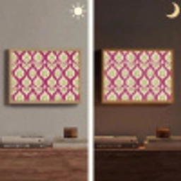 Retro - Floraal - Paars Light Box met batterij (Wandlamp) middel 907 -sfeer3