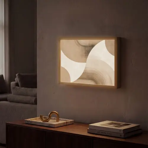 Retro - Geometrische lagen - Aardetinten Light Box met batterij (Wandlamp) middel -sfeer1