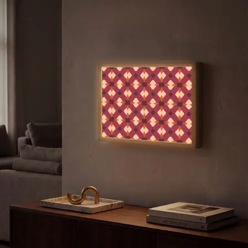 Retro - Patroon - Kleurrijk Light Box met batterij (Wandlamp) middel 907 -sfeer1