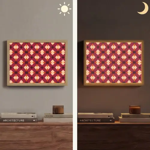 Retro - Patroon - Kleurrijk Light Box met batterij (Wandlamp) middel 907 -sfeer3