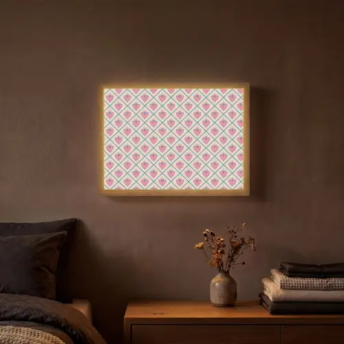 Retro - Ruit - Hartjes - Patroon Light Box met batterij (Wandlamp) middel 907 -sfeer4