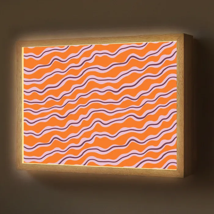 Retro - Golvend - Oranje Light Box met batterij (Wandlamp) middel 907 -z3d_website