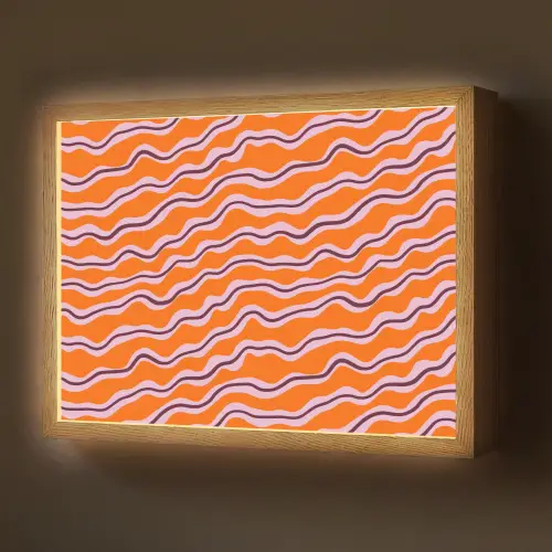 Retro - Golvend - Oranje Light Box met batterij (Wandlamp) middel 907 -z3d_website