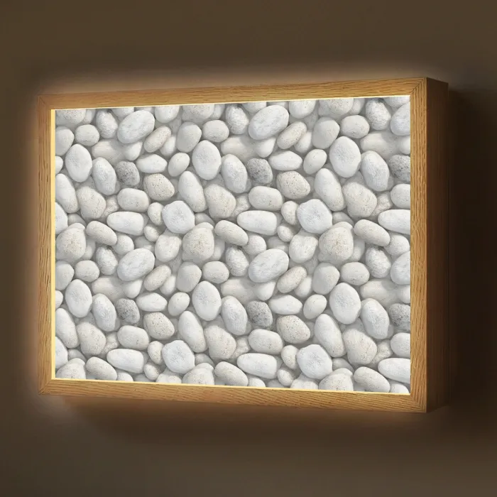 Steentjes - Grijs - Ovaal Light Box met batterij (Wandlamp) middel 907 -z3d_website