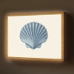 Ribbels - Blauw - Schelp Light Box met batterij (Wandlamp) middel -z3d_website