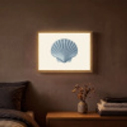 Ribbels - Blauw - Schelp Light Box met batterij (Wandlamp) middel -sfeer4