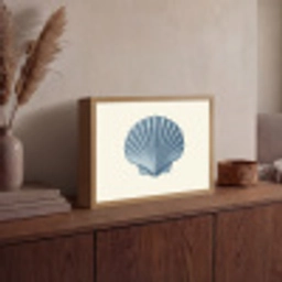 Ribbels - Blauw - Schelp Light Box met batterij (Wandlamp) middel -sfeer2