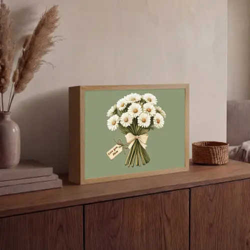 Lint - Boeket - Groen - Quote Light Box met batterij (Wandlamp) middel -sfeer2