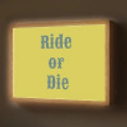 Ride or die - Geel - Blauw Light Box met batterij (Wandlamp) middel -z3d_website