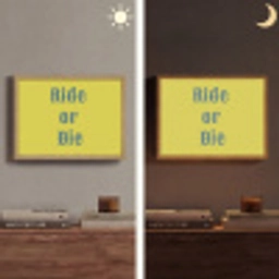 Ride or die - Geel - Blauw Light Box met batterij (Wandlamp) middel -sfeer3