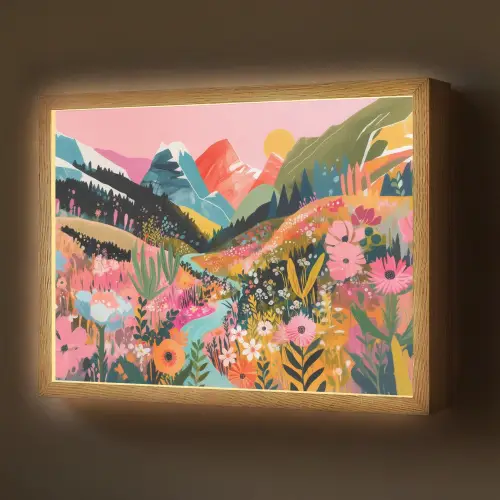 Rivier - Diepte - Bloemen Light Box met batterij (Wandlamp) middel -z3d_website