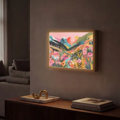 Rivier - Diepte - Bloemen Light Box met batterij (Wandlamp) middel -sfeer1