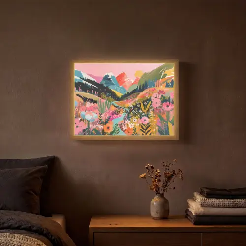 Rivier - Diepte - Bloemen Light Box met batterij (Wandlamp) middel -sfeer4