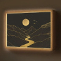 Rivier - Goud - Maan - Vogels Light Box met batterij (Wandlamp) middel -z3d_website