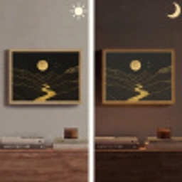 Rivier - Goud - Maan - Vogels Light Box met batterij (Wandlamp) middel -sfeer3