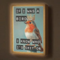 Roodborstje - Vogel - Blauw - Decoratie Light Box met batterij (Wandlamp) middel -z3d_website